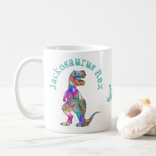Jack osaurus Colourful T Rex Dinosaur Art Add Name Coffee Mug