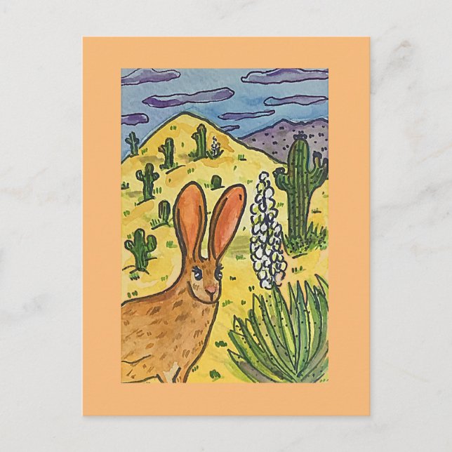 Jack Rabbit, Original Art Parody Postcard (Front)
