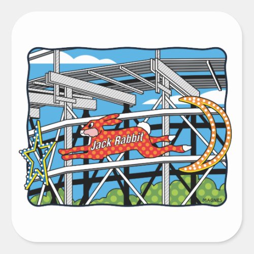 Jack Rabbit Roller Coaster Square Sticker