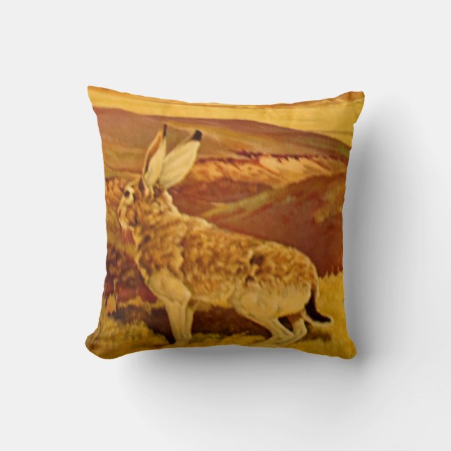 Jack Rabbit Throw Pillow (Front)