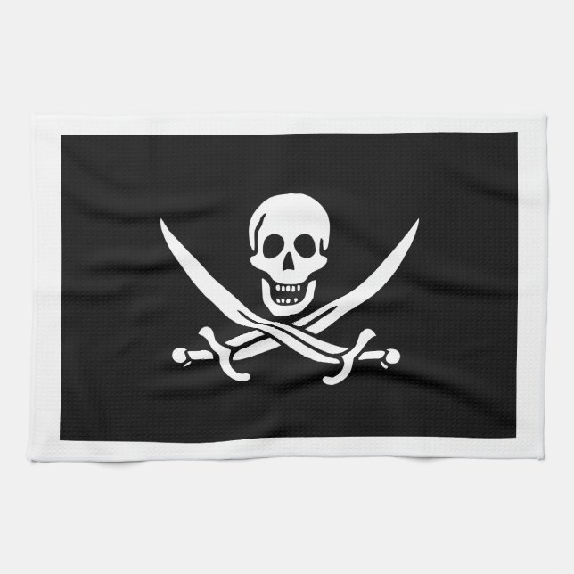 Jack Rackham; Jolly Roger Flag; Pirate Kitchen Towel (Horizontal)
