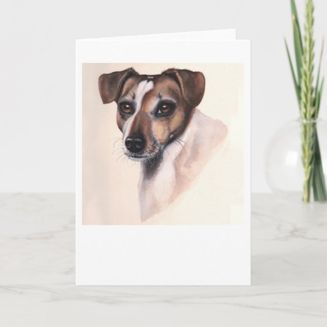 Jack Rusell Terrier Painted in Watercolour Holiday Card (Front)
