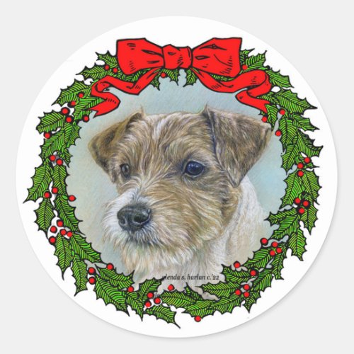 Jack Russel Dog Christmas Classic Round Sticker