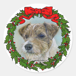 Jack Russel Dog Christmas Classic Round Sticker