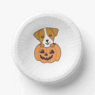 Jack Russel In Pumpkin Cute Dogs Happy Halloween Paper Bowls