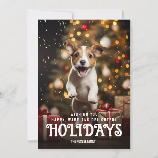 Jack Russel Puppy Dog Custom Xmas Holiday Card (Front)