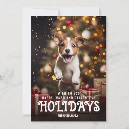 Jack Russel Puppy Dog Custom Xmas Holiday Card