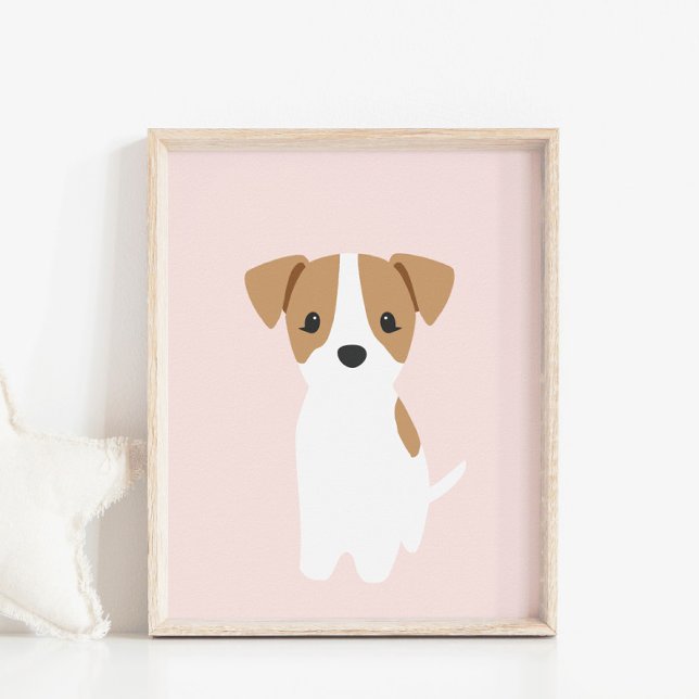 Jack Russel Puppy Pink Nursery Decor Poster (Creator Uploaded)