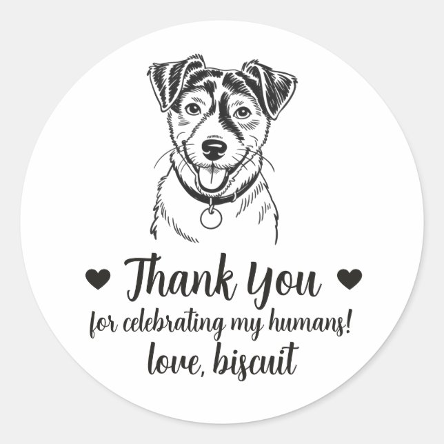 Jack Russel Terrier Dog Wedding Favor Stickers (Front)