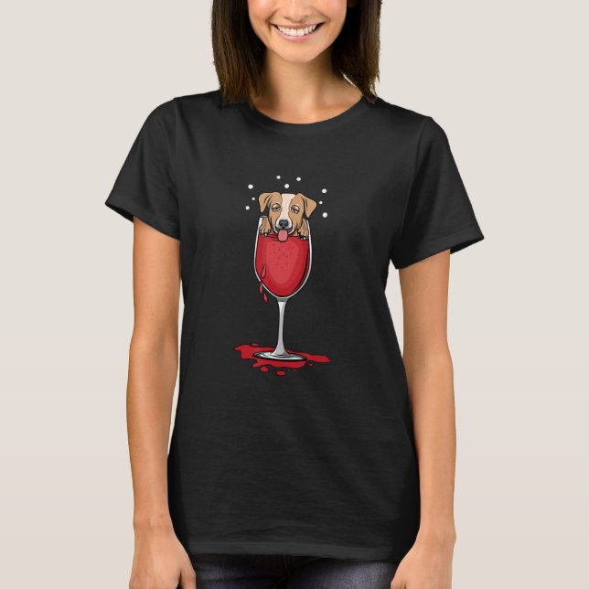 Jack Russel Terrier Drunk In Wine T-Shirt (Front)