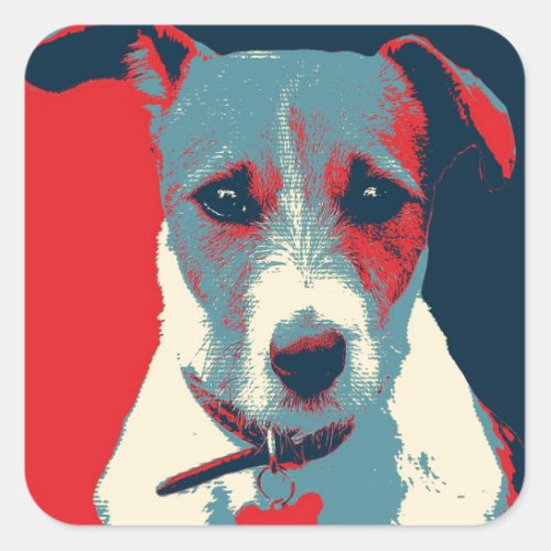 Jack Russel Terrier Political Hope Parody Square Sticker
