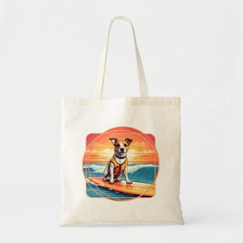 Jack Russel Terrier Surfing Dog Tote Bag
