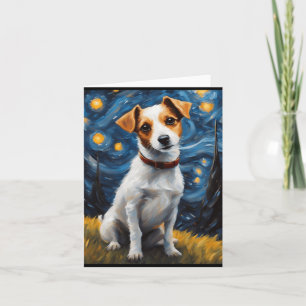 Jack Russel With Collar Painting Print Card