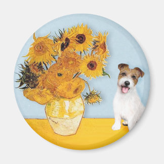 Jack Russell 11 - Sunflowers Magnet