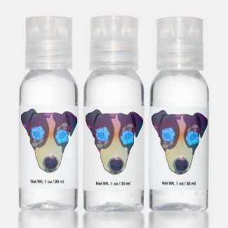 Jack Russell and blue flowers Hand Sanitizer