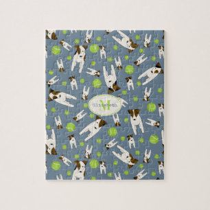Jack Russell and tennis balls cute dog pattern Jigsaw Puzzle