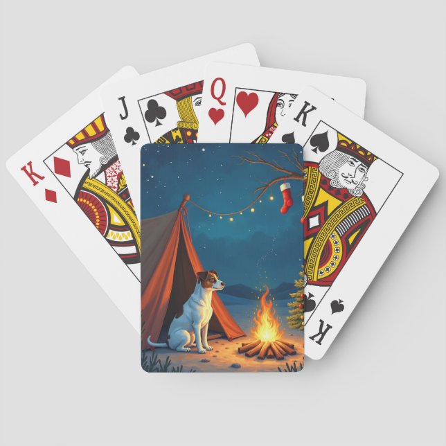 Jack Russell Christmas Camping Night Painting Poker Cards (Back)