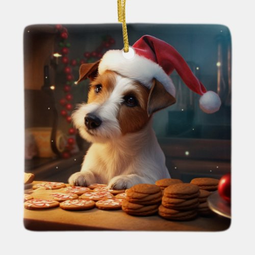 Jack Russell Christmas Cookies Festive Holiday Ceramic Ornament