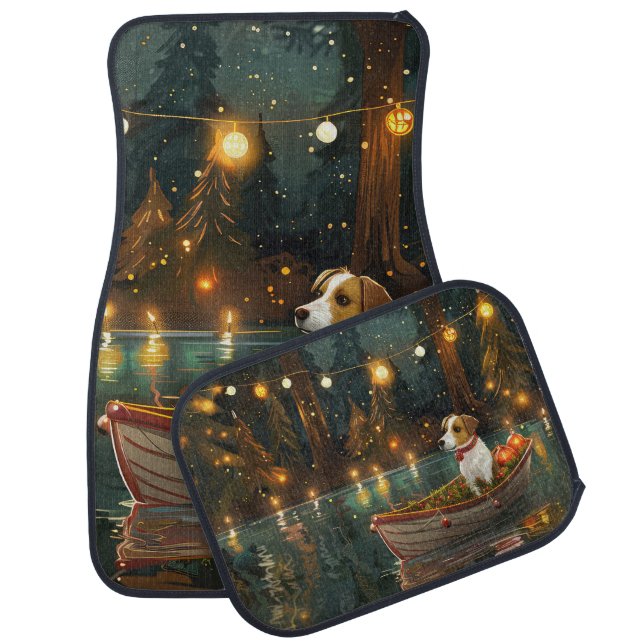 Jack Russell Christmas Festive Voyage Car Floor Mat (Set)