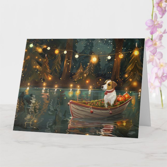 Jack Russell Christmas Festive Voyage Card (Orchid)