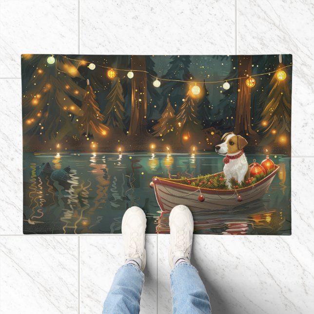 Jack Russell Christmas Festive Voyage Doormat (Indoor)