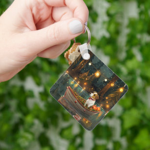 Jack Russell Christmas Festive Voyage Keychain