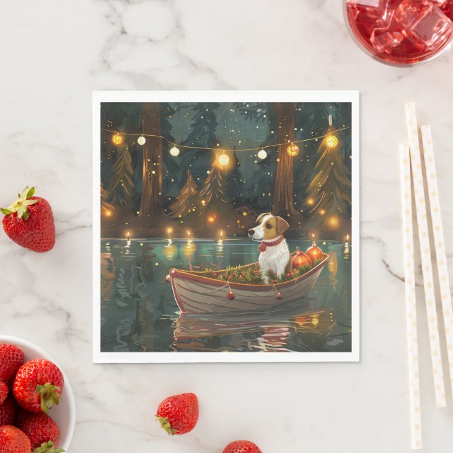 Jack Russell Christmas Festive Voyage Napkins (Insitu)