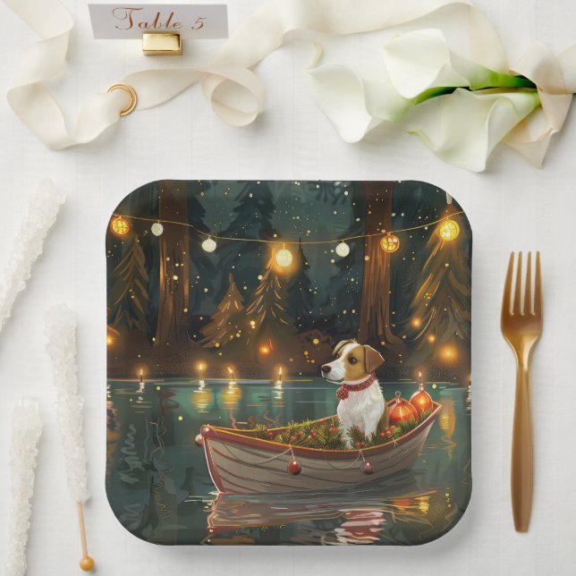 Jack Russell Christmas Festive Voyage Paper Plates (Wedding)