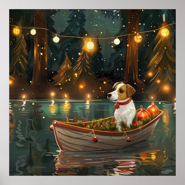 Jack Russell Christmas Festive Voyage Poster (Front)