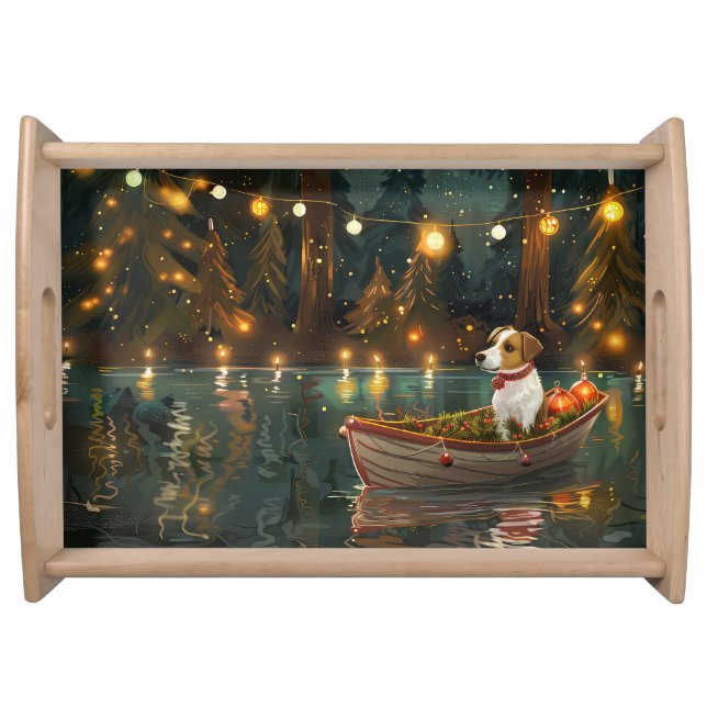 Jack Russell Christmas Festive Voyage Serving Tray (Front)