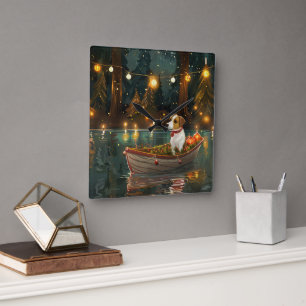 Jack Russell Christmas Festive Voyage Square Wall Clock