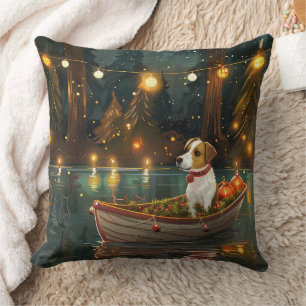 Jack Russell Christmas Festive Voyage Throw Pillow