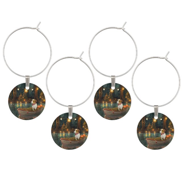 Jack Russell Christmas Festive Voyage Wine Charm (Staggered)