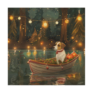Jack Russell Christmas Festive Voyage Wood Wall Art
