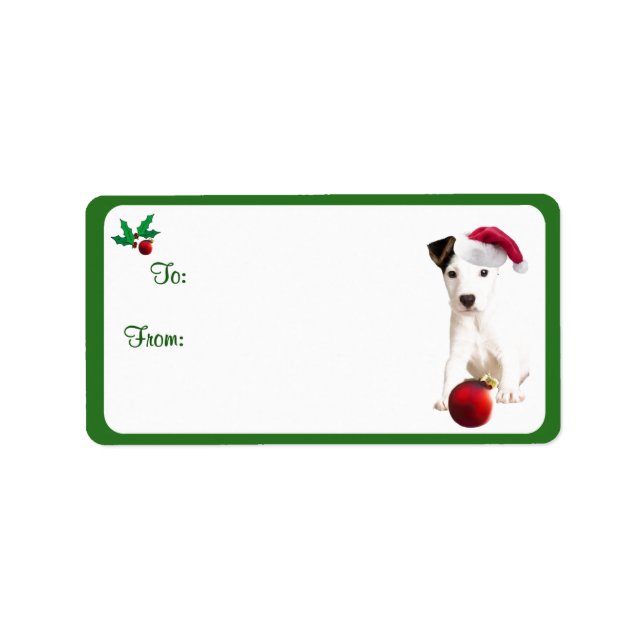 Jack Russell Christmas Gift Tag Stickers (Front)