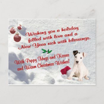 Jack Russell Christmas Hugs And Kisses Postcard by 4westies at Zazzle