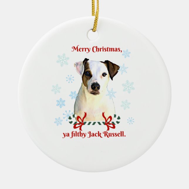 Jack Russell Christmas Ornament (Front)