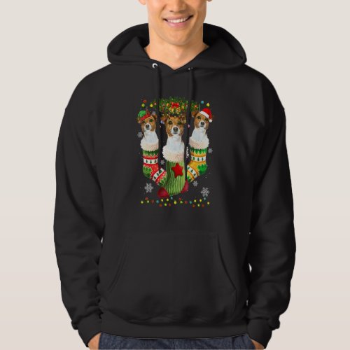 Jack Russell Christmas Socks Tree Light Xmas Santa Hoodie