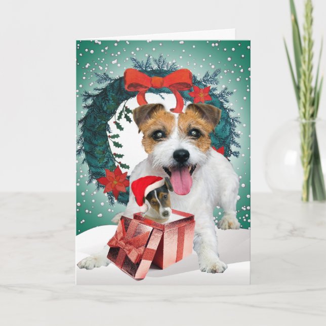 Jack Russell Christmas Times Holiday Card (Front)