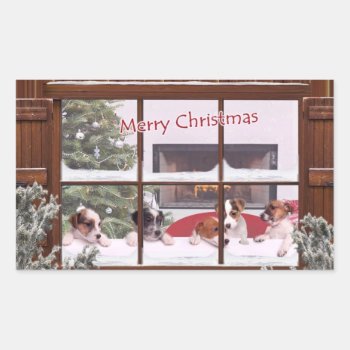 Jack Russell Christmas Wishes Greeting Sticker by 4westies at Zazzle