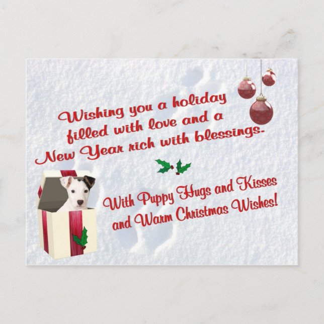 Jack Russell Christmas Wishes Postcard #2 (Front)