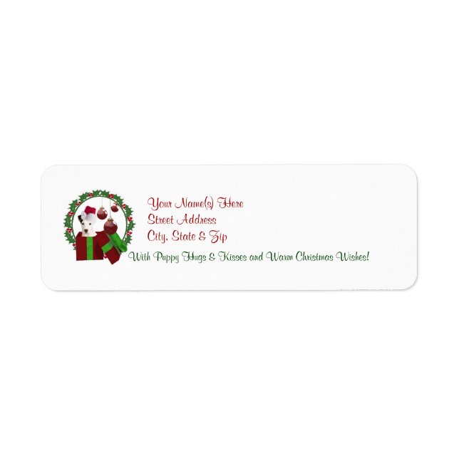 Jack Russell Christmas Wishes Return Address Label (Front)