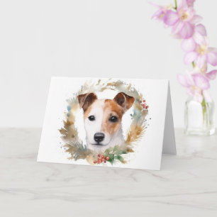 Jack Russell Christmas Wreath Festive Pup  Card