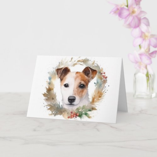 Jack Russell Christmas Wreath Festive Pup  Card