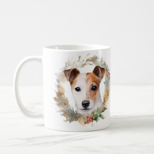 Jack Russell Christmas Wreath Festive Pup  Coffee Mug