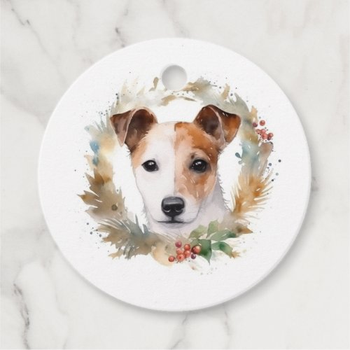Jack Russell Christmas Wreath Festive Pup  Favor Tags