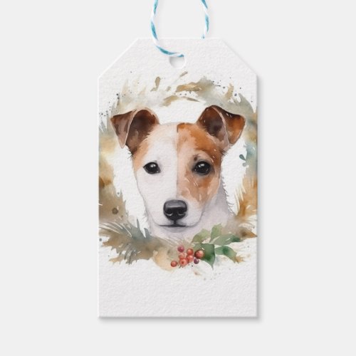 Jack Russell Christmas Wreath Festive Pup  Gift Tags