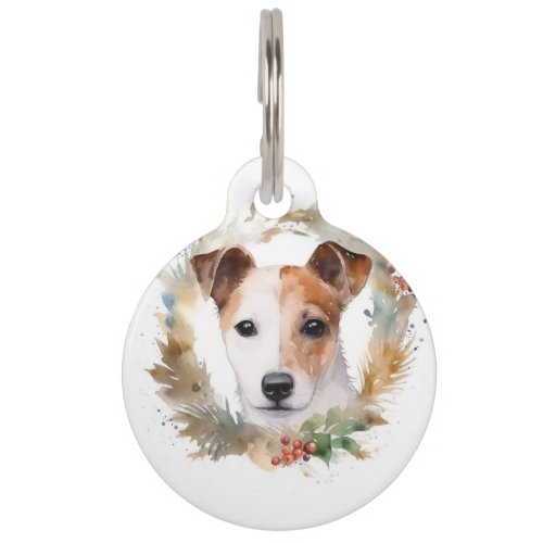 Jack Russell Christmas Wreath Festive Pup  Pet ID Tag