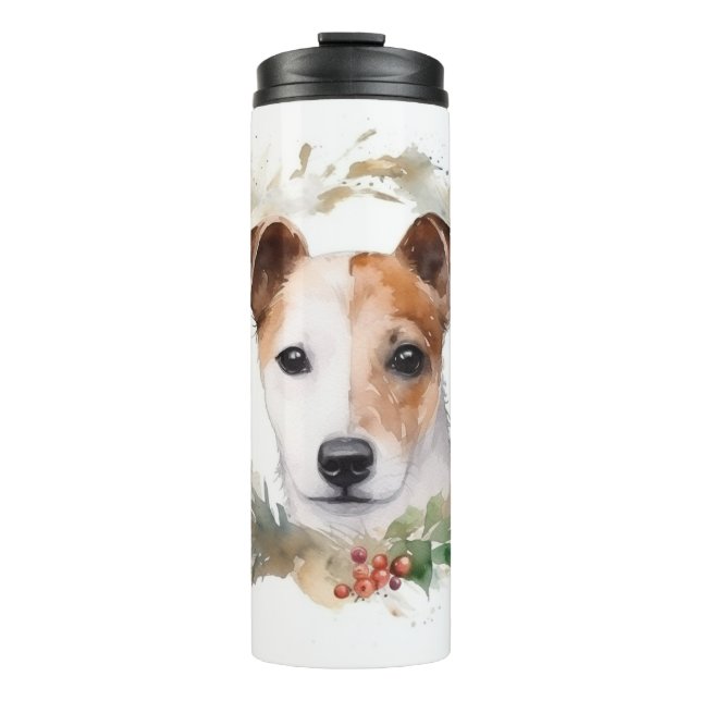 Jack Russell Christmas Wreath Festive Pup  Thermal Tumbler (Front)