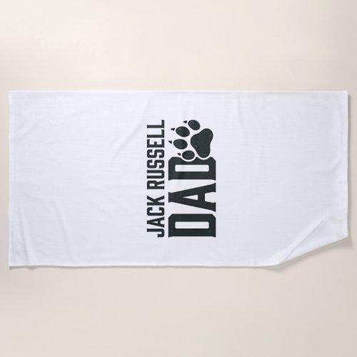 Jack Russell Dad Vintage Paw Print Shirt Design_1 Beach Towel